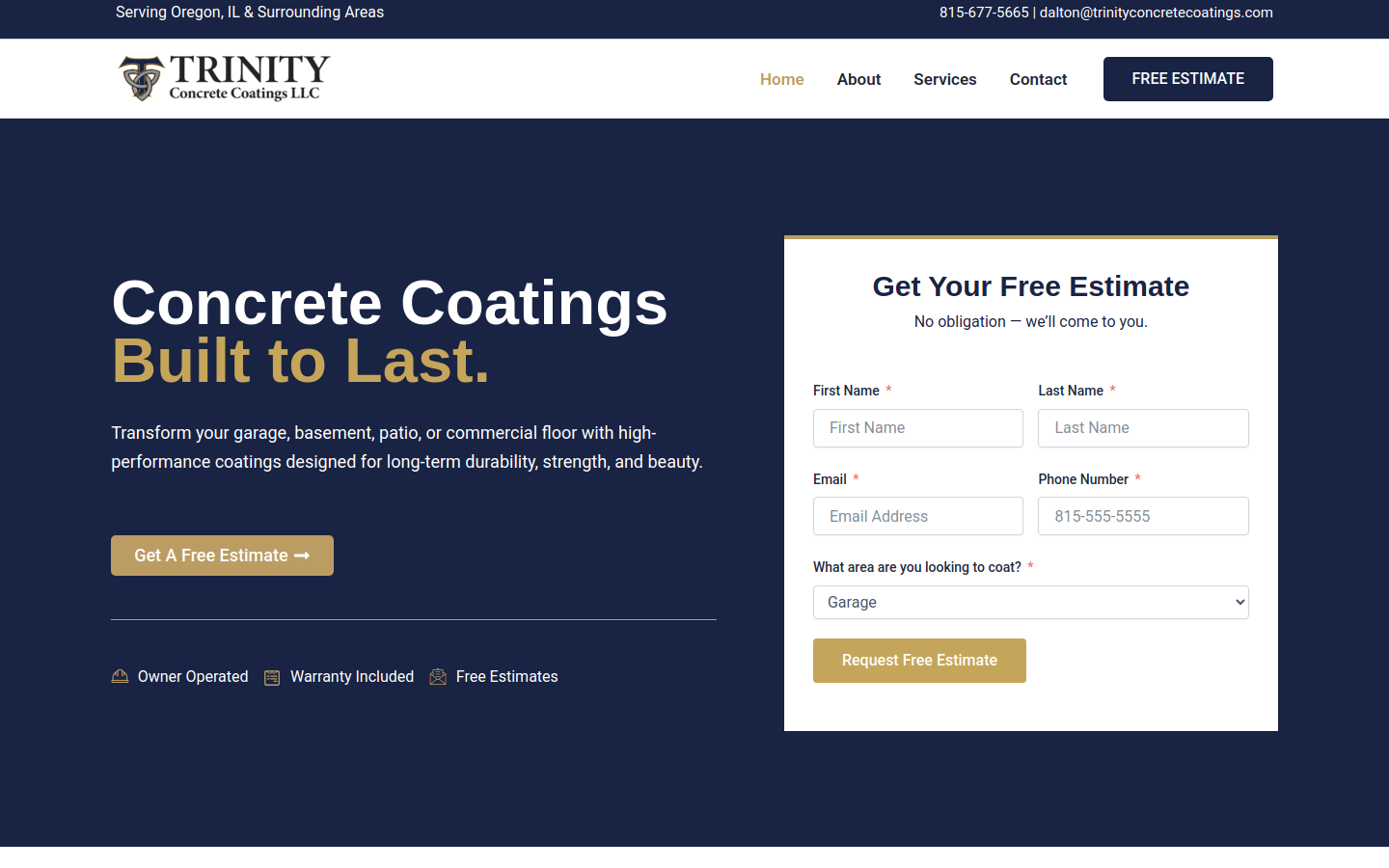 Trinity Concrete Coatings website